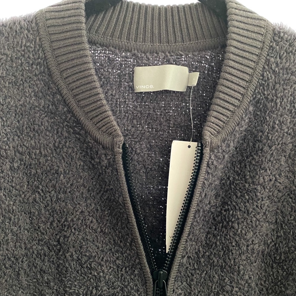 VINCE Mens Teddy Wool Blend Bomber Jacket Gray L - Picture 5 of 8